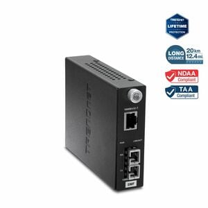 1000BASE-T TO 1000BASE-LX SINGLE MODE FIBER CONVERTER 20KM