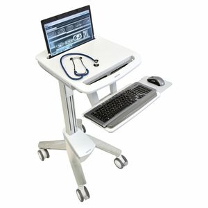 StyleView Laptop Cart, non-powered, SV41 (White, Grey and Polished Aluminum)