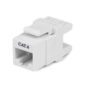 StarTech.com 180° Cat 6 Keystone Jack - RJ45 Ethernet Cat6 Wall Jack White - 110 Type - Terminate Cat6 cables at a 180° an