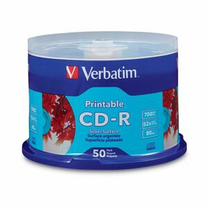 Verbatim CD Recordable Media - CD-R - 52x - 700 MB - 50 - 120mm - Printable - 1.33 Hour Maximum Recording Time