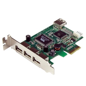 StarTech.com 4-port PCI Express LP USB Adapter Card - 4 Total USB Port(s) - 4 USB 2.0 Port(s) - PC, Mac