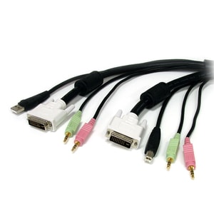StarTech.com 4-in-1 USB DVI KVM Cable with Audio and Microphone - 6ft - 1 x Male, 2 x Mini-phone Male, 1 x Type A Female U