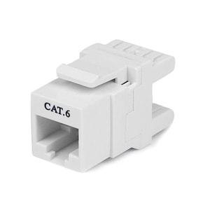 StarTech.com 180° Cat 6 Keystone Jack - RJ45 Ethernet Cat6 Wall Jack White - 110 Type - Terminate Cat6 cables at a 180° an