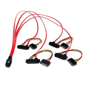 StarTech.com 50cm Internal Serial Attached SCSI Mini SAS Cable - SFF8087 to 4x SFF8482 - Internal Mini SAS Cable - Cable f