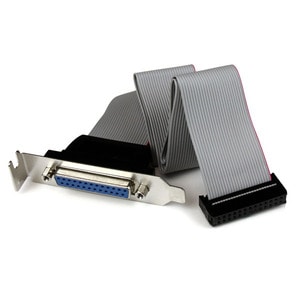 StarTech.com Low Profile 16in Parallel Port Header Cable Adapter with Bracket - DB25 (F) to IDC26 - Cable for Motherboard 