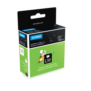 Mehrzwecketikett Dymo - 25 mm Breite x 25 mm Länge - Halbpermanent Kleber - Quadratisch - Thermotransfer - Weiß - Papier -