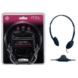 Écouteurs MCL - Filaire - Arceau/Serre-Tête - Binaural - Stéréo - Couleur Noir - 1 - Supra-aural - 32 Ohm - Fréquence 20 H