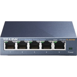 TP-Link TL-SG105 5 Ports Ethernet Switch - Gigabit Ethernet - 10/100/1000Base-T - 2 Layer Supported - Twisted Pair - Desktop