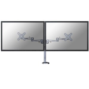 Newstar Full Motion Dual Desk Mount (grommet) for two 10-27" Monitor Screens, Height Adjustable - Silver - Height Adjustab