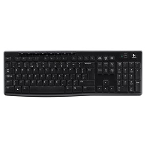 Logitech K270 Keyboard - Wireless Connectivity - USB Interface - AZERTY Layout - Black - 3.05 m - 2.40 GHz - Email, Music,