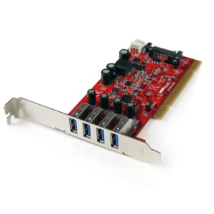 StarTech.com 4 Port PCI SuperSpeed USB 3.0 Adapter Card with SATA/SP4 Power - 4-Port USB 3.0 PCI/PCI-X Card (USB 3.1 Gen 1