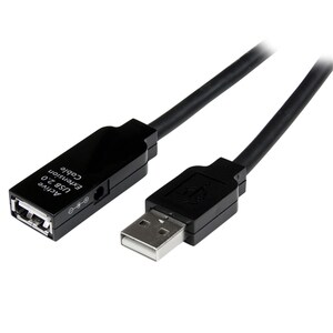 StarTech.com 15m USB 2.0 Active Extension Cable - M/F - Cable for Wall Outlet, Power Adapter - First End: 1 x 4-pin USB Ty
