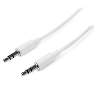 StarTech.com 2m White Slim 3.5mm Stereo Audio Cable - Male to Male - Cable for Audio Device, iPod, iPad, iPhone - First En