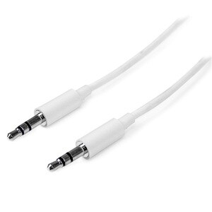 StarTech.com 2m White Slim 3.5mm Stereo Audio Cable - Male to Male - Cable for Audio Device, iPod, iPad, iPhone - First En