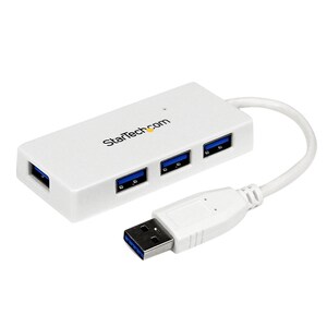 StarTech.com Portable 4 Port SuperSpeed Mini USB 3.0 Hub - 5Gbps - White - Add four external USB 3.0 ports to your noteboo