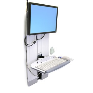 StyleView Low-Profile Keyboard & Monitor Mount, Vertical Lift, High Traffic Area (White)