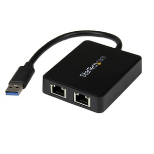 StarTech.com USB 3.0 to Dual Port Gigabit Ethernet Adapter NIC w/ USB Port - Add two Gigabit Ethernet ports and a USB 3.0 