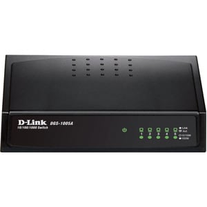 D-Link DGS-1005A 5 Ports Ethernet Switch - Gigabit Ethernet, Fast Ethernet - 10/100/1000Base-T - 2 Layer Supported - Desktop