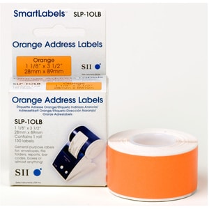 Etiquette d'adresse Seiko SLP-1OLB - 28 mm Largeur x 89 mm Longueur - Rectangle - Impression thermique directe - Orange - 