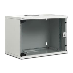 Digitus SoHo 9U Wandmontierbar Rackschrank - 482,60 mm Rack-Breite - Hellgrau - Stahl, Glas - 100 kg Maximale Gewichtskapa