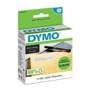 Mehrzwecketikett Dymo 11355 - 19 mm Breite x 51 mm Länge - Ablösbar Kleber - Rechteck - Thermodirekt, Thermotransfer - Wei