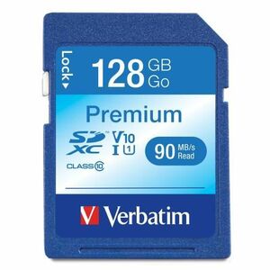 Verbatim Premium 128 GB Class 10/UHS-I (U1) SDXC - 1 Each - TAA Compliant - 70 MB/s Read - 300x Memory Speed