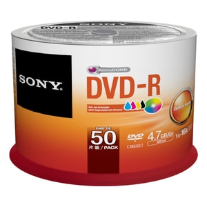 Sony DVD Recordable Media - DVD-R - 16x - 4.70 GB - 50 - Bulk - 120mm - Printable - Inkjet Print Technology