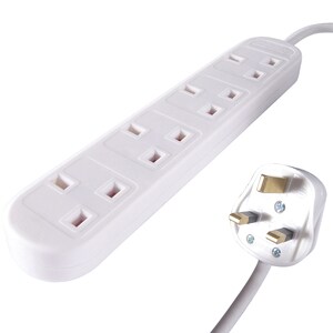 connektgear Power Strip - BS 1363/A - 4 x BS 1363/A - 2m Cord - 13 A Current - 230 V AC Voltage - Wall Mountable - White