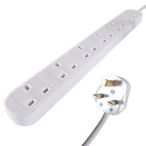 connektgear Power Strip - BS 1363/A - 4 x BS 1363/A - 2m Cord - 13 A Current - 230 V AC Voltage - Wall Mountable - White