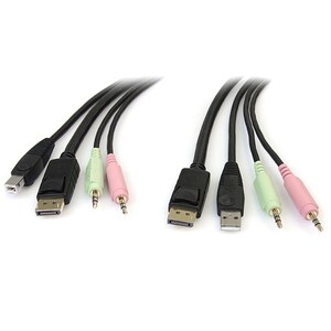 StarTech.com 6 ft 4-in-1 USB DisplayPort KVM Switch Cable - Cable for KVM Switch, Keyboard/Mouse, Switch - First End: 1 x 