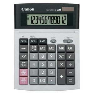 Canon WS-1210HI III Simple Calculator - Dual Power, Angled Display, Tilt Display, Adjustable Display, Auto Power Off, Sign