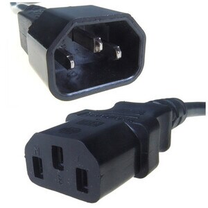 Group Gear Power Extension Cord - 1 m - United Kingdom - For Monitor, Computer, UPS - IEC 60320 C14 / IEC 60320 C13 - Black