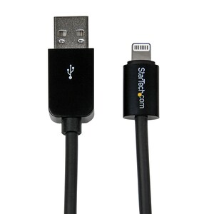 StarTech.com 3m (10ft) Long Black Apple® 8-pin Lightning Connector to USB Cable for iPhone / iPod / iPad - Cable for iPhon