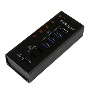 StarTech.com 4 Port USB 3.0 Hub plus 3 Dedicated USB Charging Ports (2 x 1A & 1 x 2A) - 5Gbps - Wall Mountable Metal Enclo