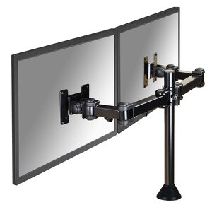 Newstar Full Motion Dual Desk Mount (grommet) for two 10-27" Monitor Screens, Height Adjustable - Black - Height Adjustabl