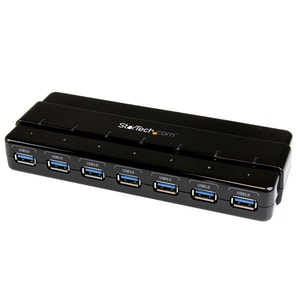 StarTech.com 7 Port SuperSpeed USB 3.0 Hub - 5Gbps - Desktop USB Hub with Power Adapter - Black - Add 7 external, SuperSpe