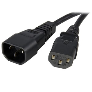StarTech.com 1m (3ft) Power Extension Cord, C14 to C13, 10A 125V, 18AWG, Computer Power Cord Extension, Power Supply Exten