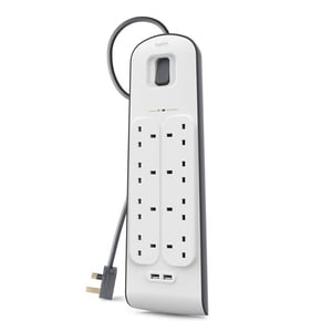 Belkin Surge Suppressor/Protector - 8 x AC Power, 2 x USB - 900 J - Input5 V DC Output - 2 m - External