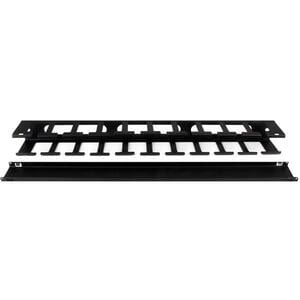 StarTech.com 1U Horizontal Finger Duct Rack Cable Management Panel with Cover - Server Rack Cable Duct - Rack Cable Organi
