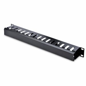 StarTech.com 1U Horizontal Finger Duct Rack Cable Management Panel with Cover - Server Rack Cable Duct - Rack Cable Organi