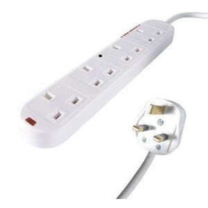 connektgear Surge Suppressor/Protector - White - UK BS1363 Plug - 4 x BS 1363/A - 375 J - 250 V AC - 5m - Keyhole/Undermou