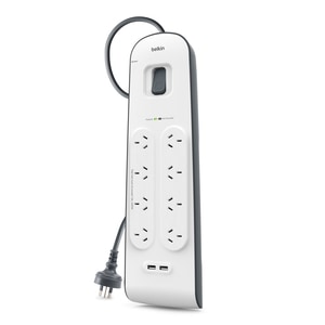 Belkin Surge Suppressor/Protector - 8 x AC Power, 2 x USB - 900 J - Input5 V DC Output - 2 m - External