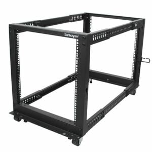 StarTech.com 12U Adjustable Depth Open Frame 4 Post Server Rack w/ Casters / Levelers and Cable Management Hooks - Steel, 
