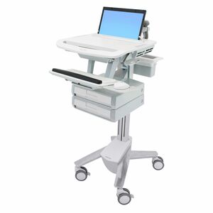 Ergotron StyleView Medical Cart - 2 Drawer (1x2) - 9.07 kg Load Capacity - 4 Casters - 101.60 mm Caster Size - Aluminium -