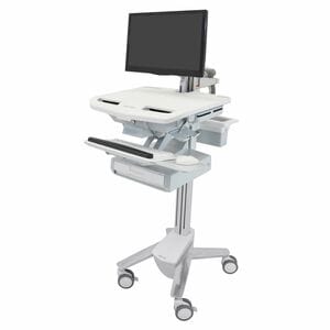 Ergotron StyleView Medical Cart - 1 Drawer (1x1) - Push/Pull Handle - 16.78 kg Load Capacity - 4 Casters - 101.60 mm Caste