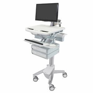Ergotron StyleView Medical Cart - 2 Drawer (1x2) - Push/Pull Handle - 16.78 kg Load Capacity - 4 Casters - 101.60 mm Caste