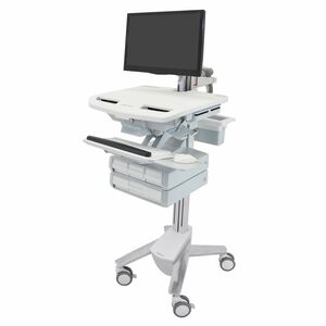 Ergotron StyleView Medical Cart - 4 Drawer (3x1 + 1) - Push/Pull Handle - 17.24 kg Load Capacity - 4 Casters - 101.60 mm C