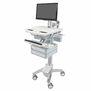 Ergotron StyleView Medical Cart - 2 Drawer (1x2) - Push/Pull Handle - 17.69 kg Load Capacity - 4 Casters - 101.60 mm Caste
