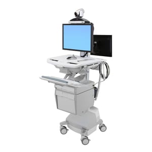 Ergotron StyleView Medical Cart - TAA Compliant - Push/Pull Handle - 17.69 kg Load Capacity - 4 Casters - Aluminium - Whit