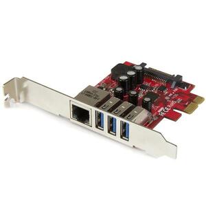 StarTech.com 3 Port PCI Express USB 3.0 Karte mit Gigabit Ethernet - 3 Total USB Port(s) - 3 USB 3.0 Port(s)1 Netzwerk (RJ